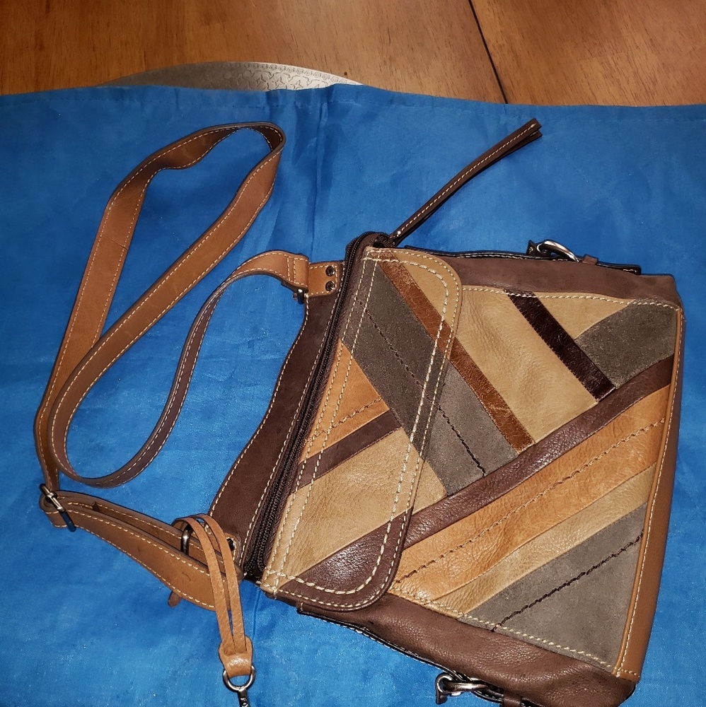Fossil Leather & Suede Patchwork Crossbody - image 1